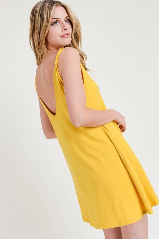 Twist Strap Low Back Dress with Pockets