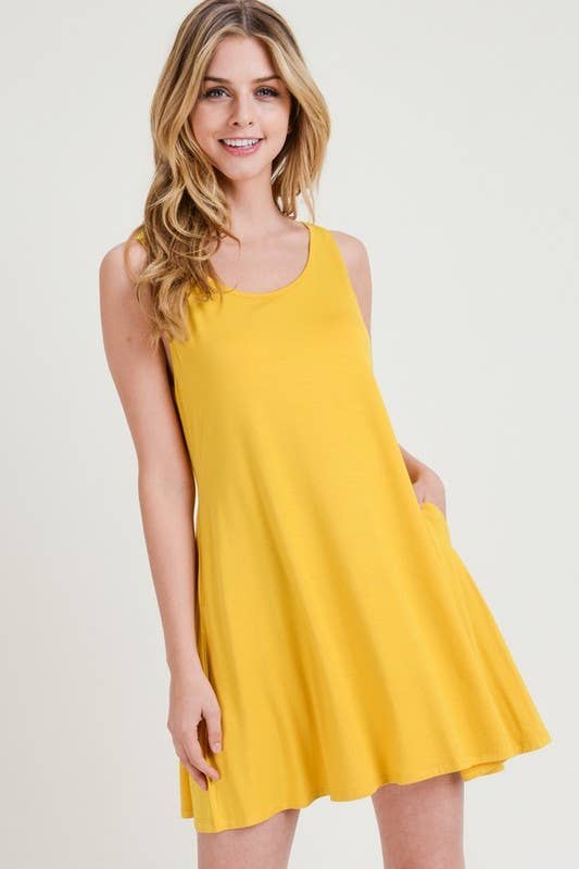 Twist Strap Low Back Dress with Pockets