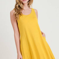 Twist Strap Low Back Dress with Pockets