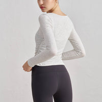 Julia Side Ruched Ribbed Long Sleeve Top