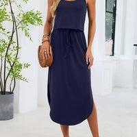 Soft Drawstring Midi Dress