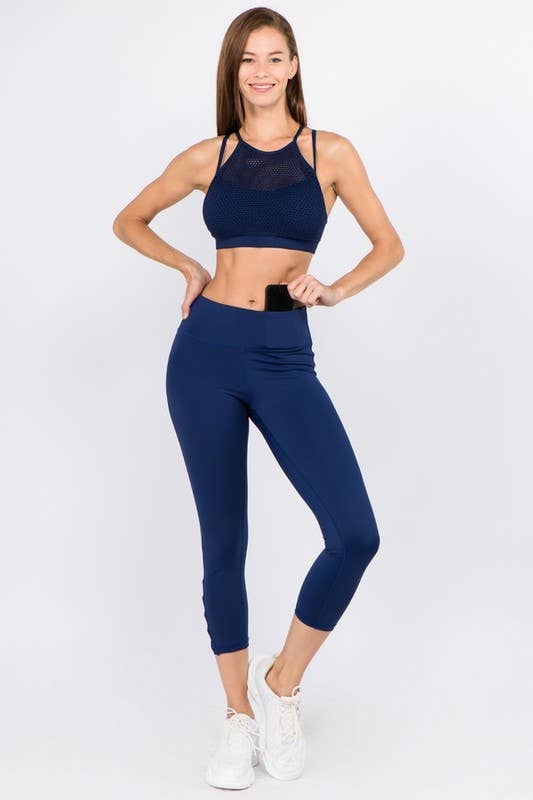 Active Crisscross Mesh Ankle Capri Legging