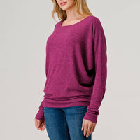 Round Neck Brushed Knit Longsleeve Dolman