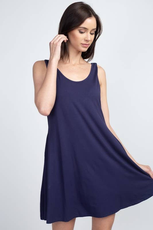 Twist Strap Low Back Dress with Pockets