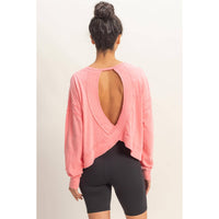 Cross Detail Open Back Long-Sleeve Top