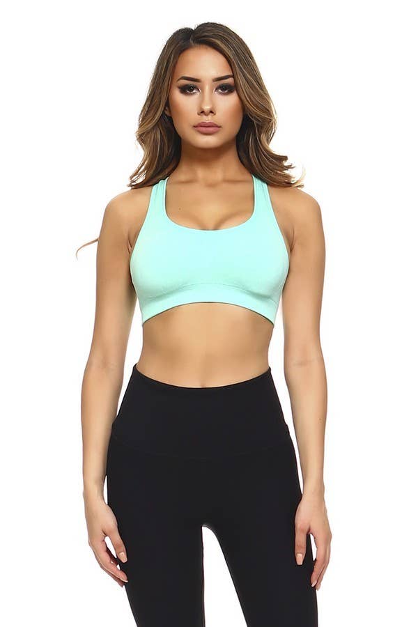 Marled Knit Activewear Sports Bra