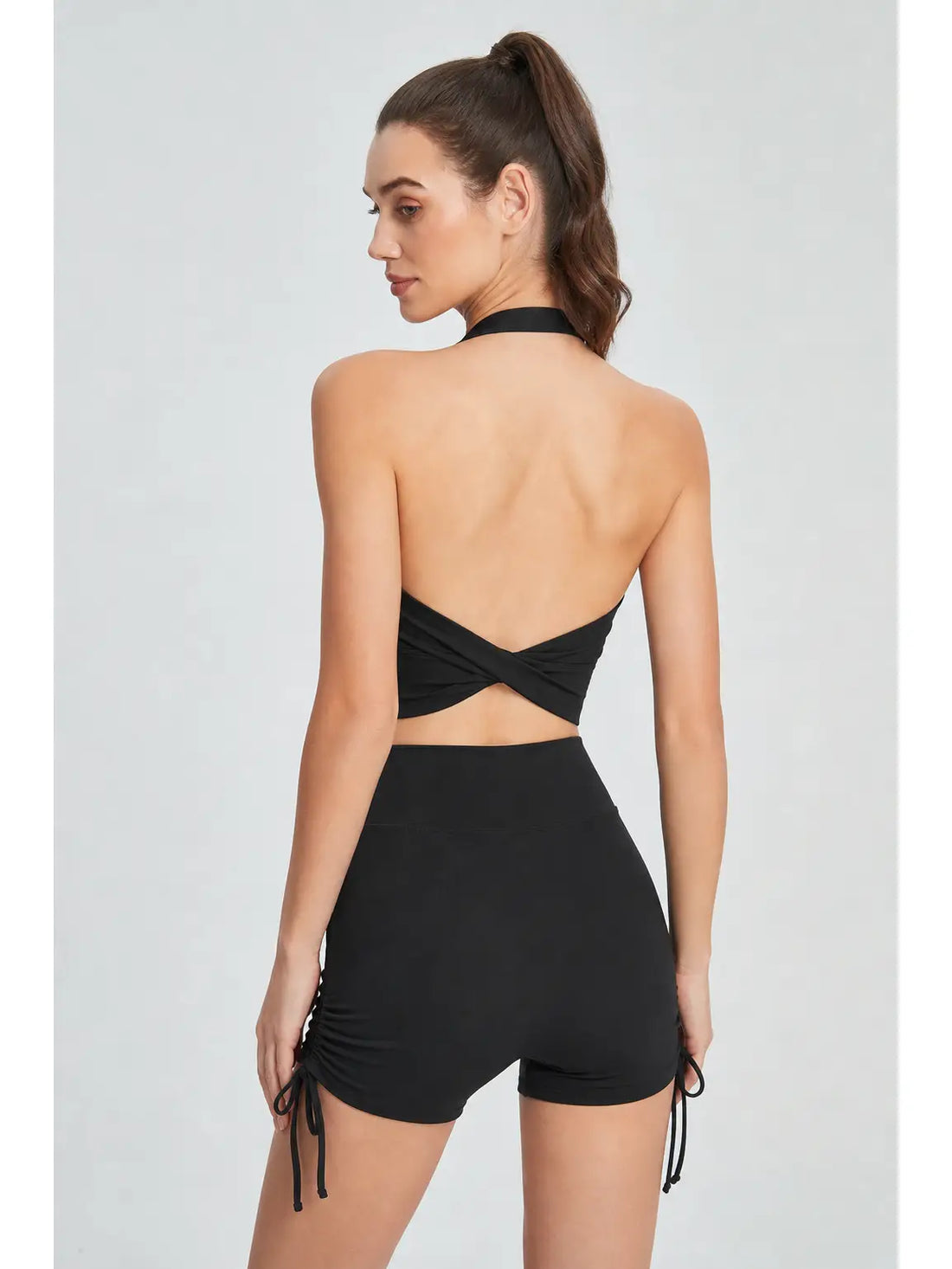 Halter Neck Twist Back Sports Bra