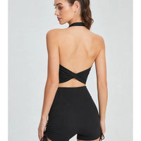 Halter Neck Twist Back Sports Bra