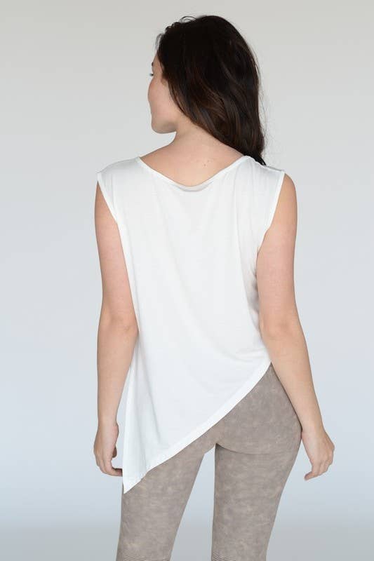 Asymmetrical Hem Knit Athleisure Top