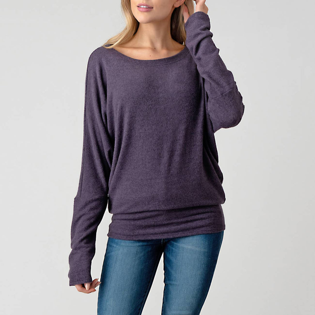 Round Neck Brushed Knit Longsleeve Dolman