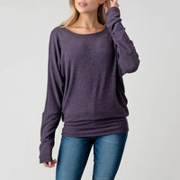 Round Neck Brushed Knit Longsleeve Dolman