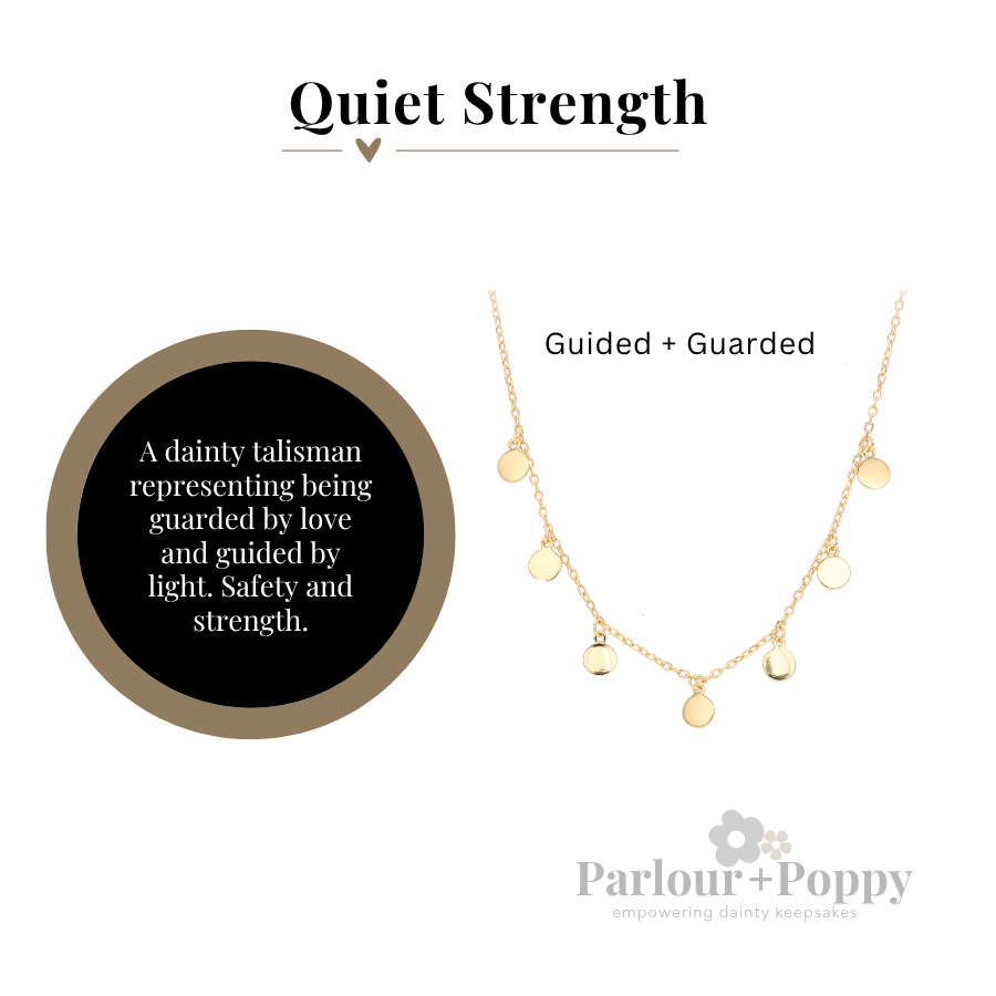Quiet Strength Guarded and Guided Dainty Medallion Necklace in Silver and Gold