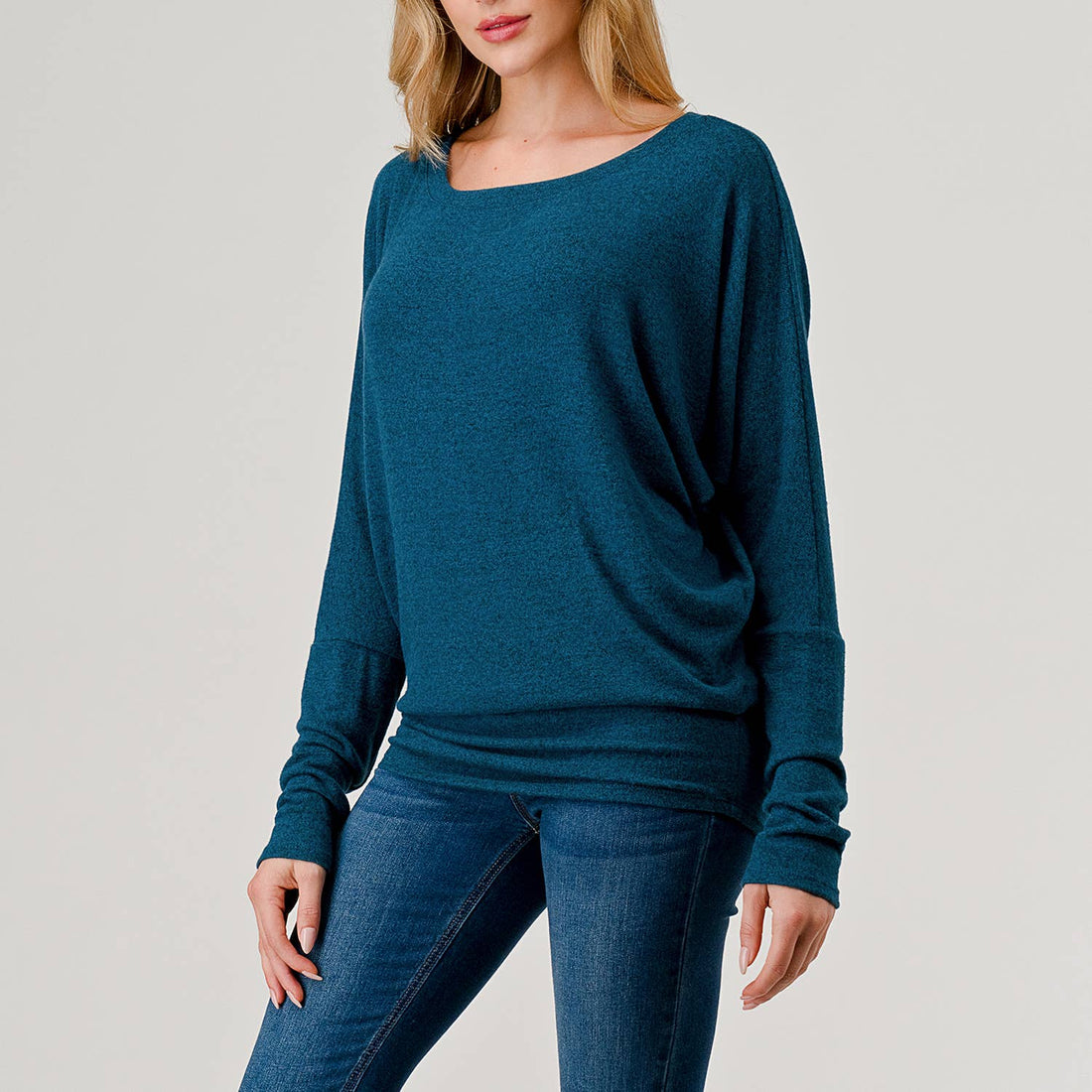 Round Neck Brushed Knit Longsleeve Dolman