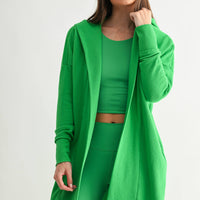 Open Front Longline Hoodie Cardigan