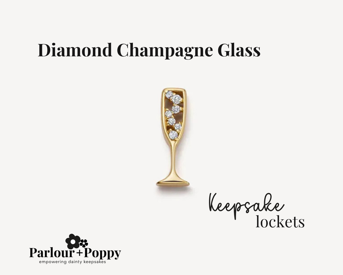 Diamond Champagne Glass Charm