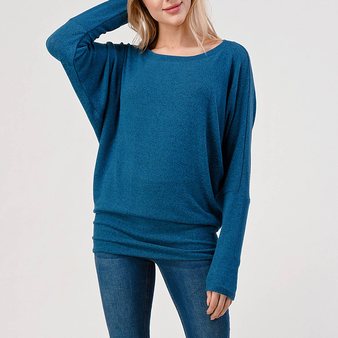 Round Neck Brushed Knit Longsleeve Dolman