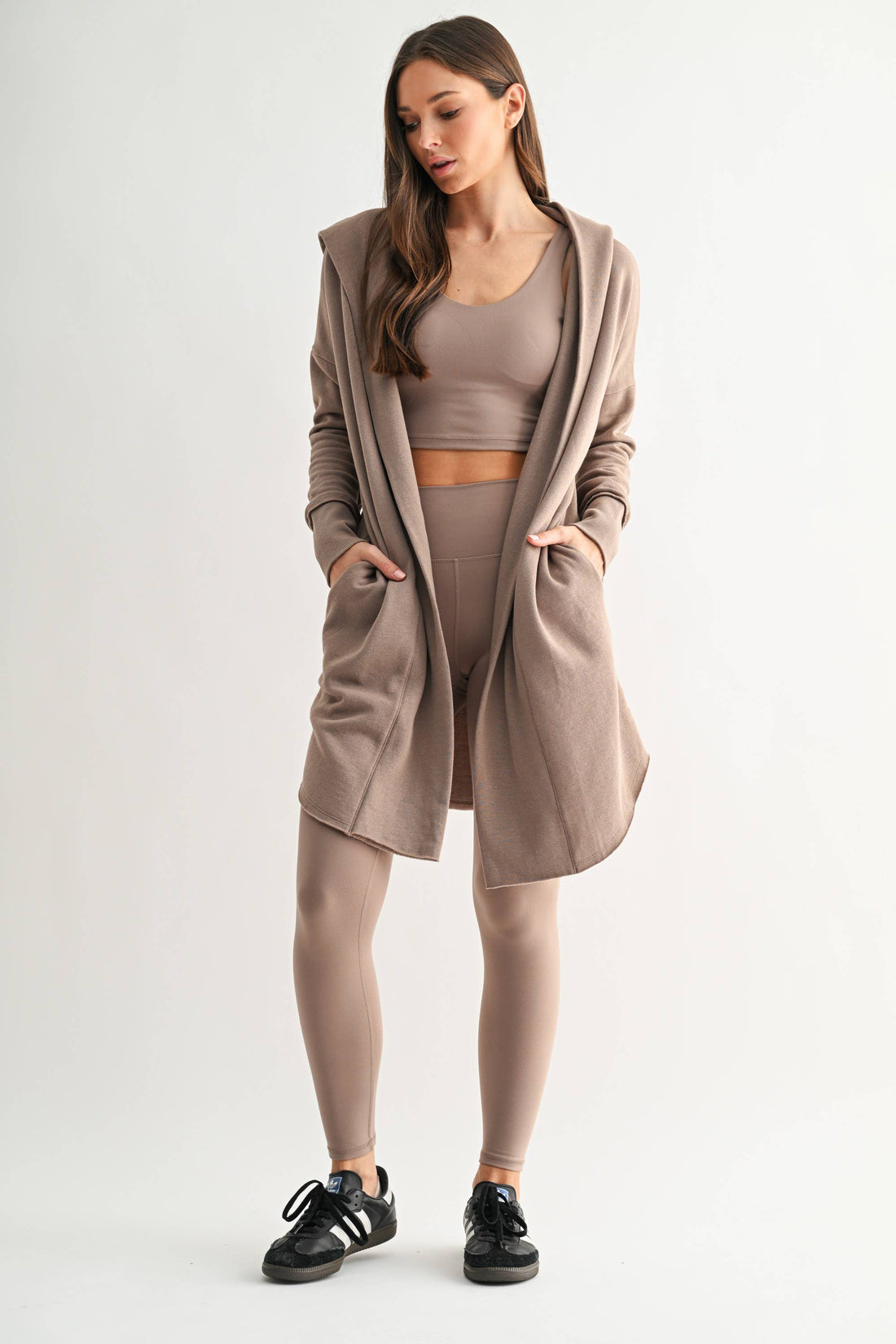 Open Front Longline Hoodie Cardigan