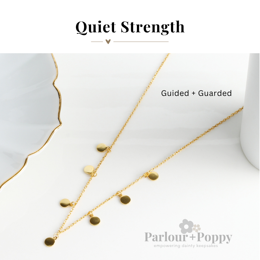 Quiet Strength Guarded and Guided Dainty Medallion Necklace in Silver and Gold