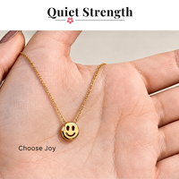 Choose Joy Reversible Smiley Face Necklace in Gold