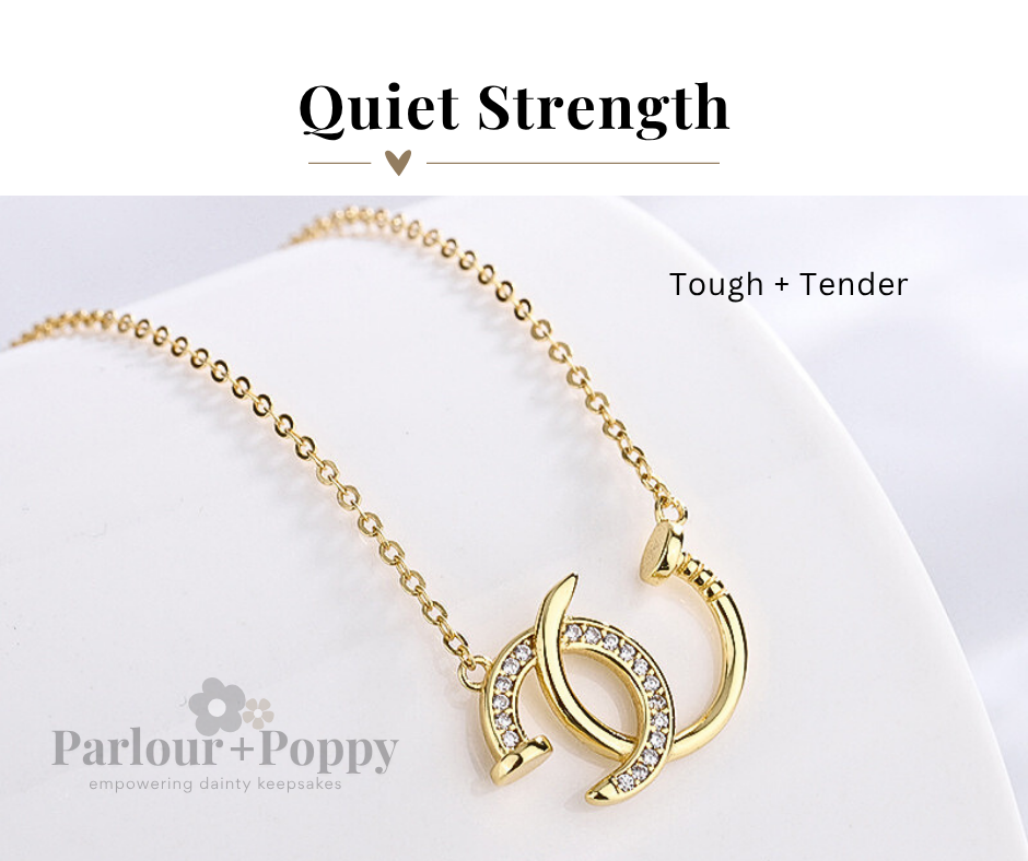 Quiet Strength "Tough and Tender" Interlocking Nail Necklace
