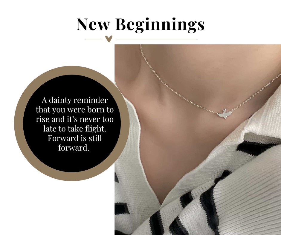 New Beginnings Flying Bird Necklace in Silver and Gold