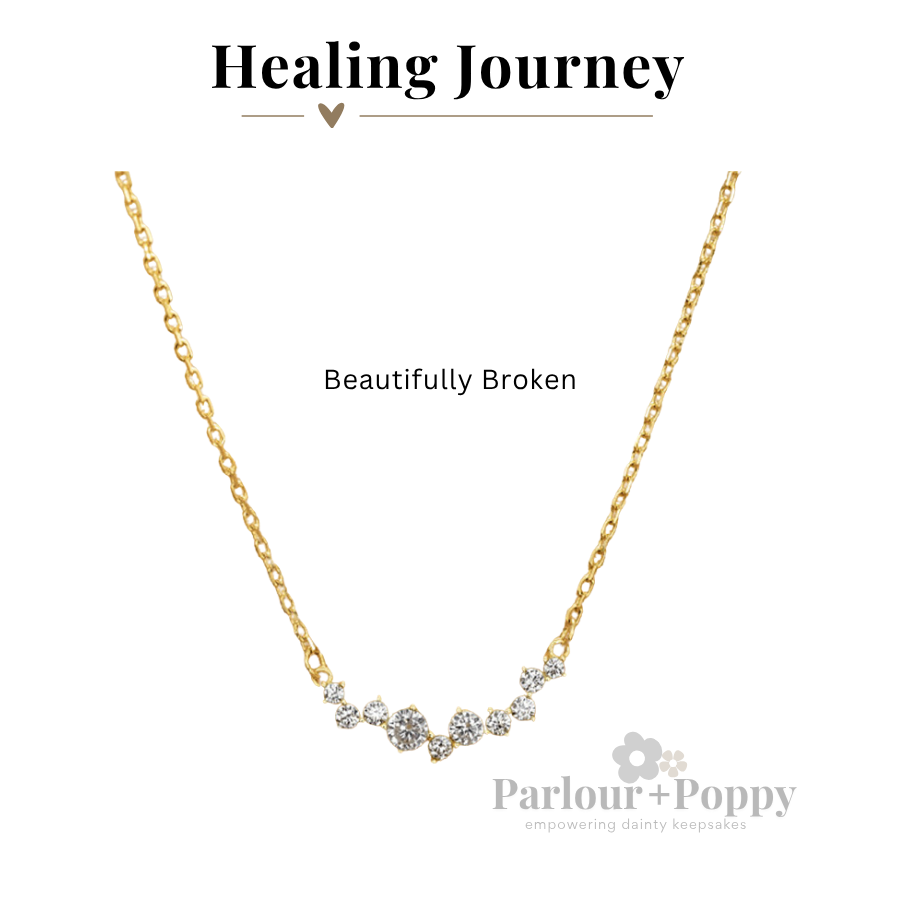 Healing Journey: Beautifully Broken Necklace CZ Sparkle Necklace