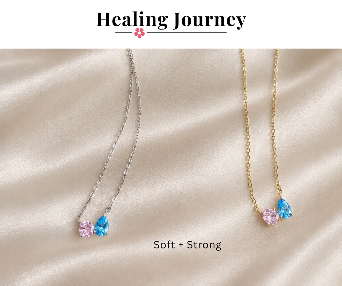 P + P Soft + Strong Pink and Blue Zircon Gemstone Necklace