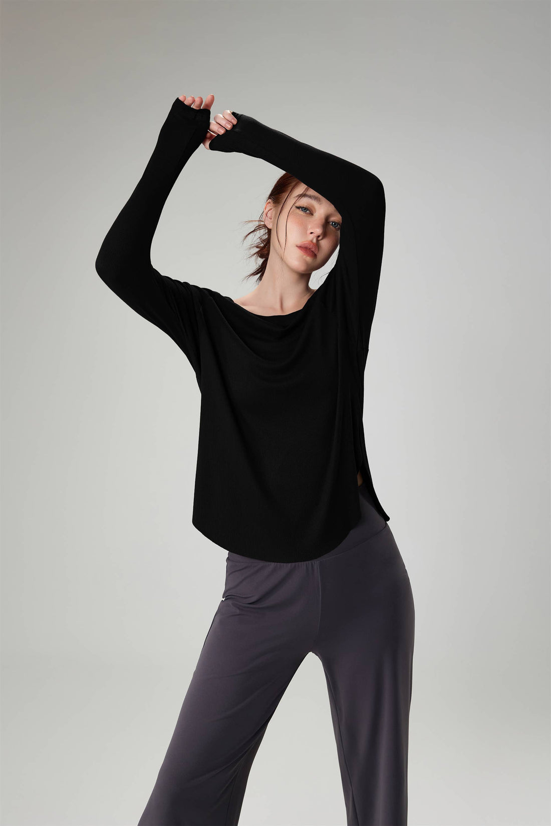 Ianna Boat Neck Relaxed Fit Long Sleeve