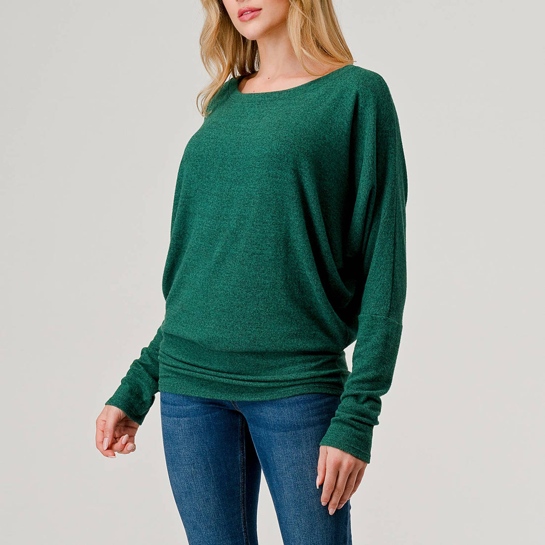 Round Neck Brushed Knit Longsleeve Dolman