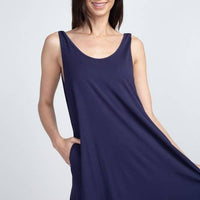 Twist Strap Low Back Dress with Pockets