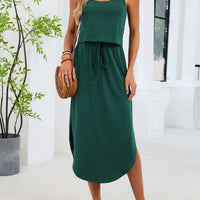 Soft Drawstring Midi Dress