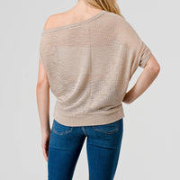 Off-Shoulder Knitted Short Sleeve Dolman