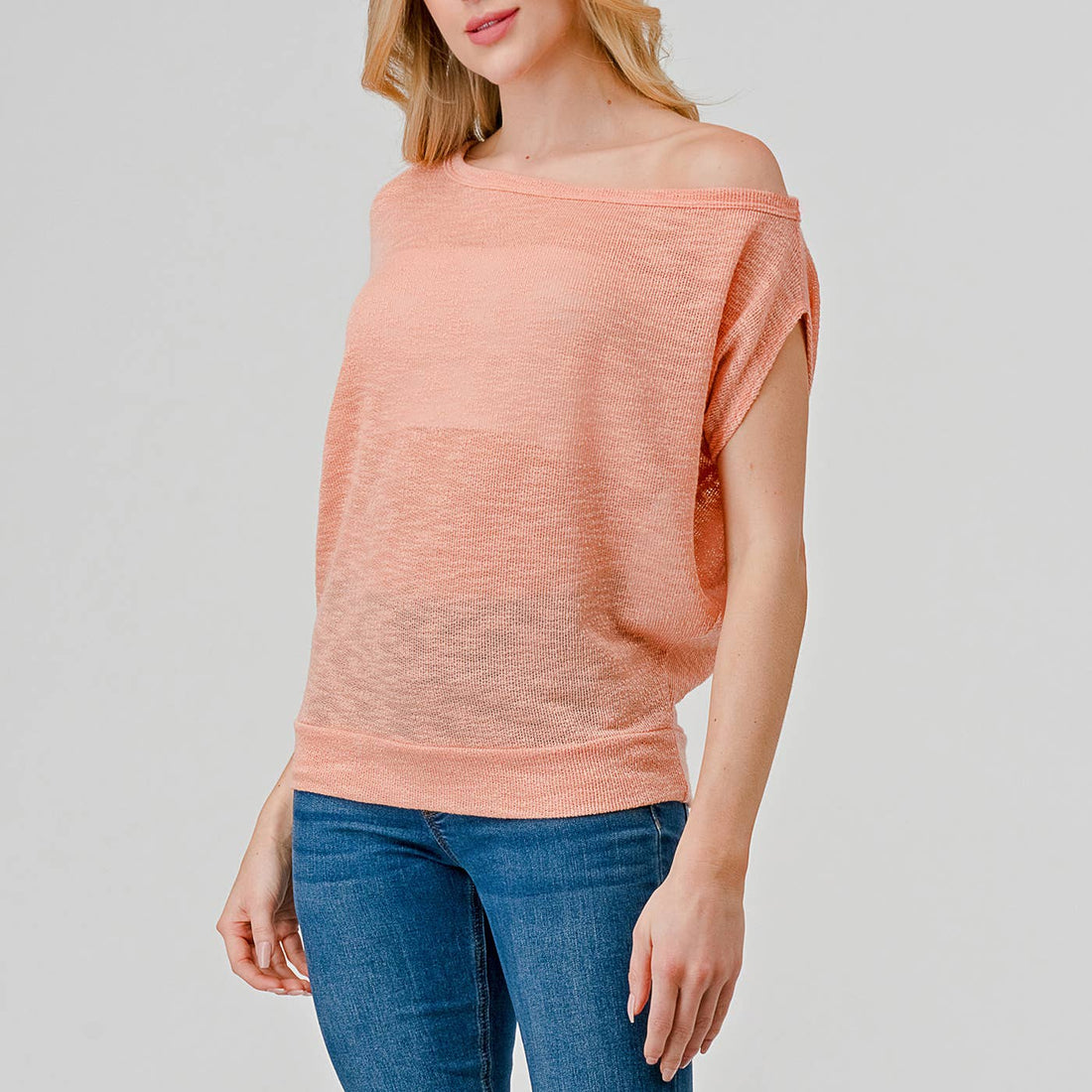 Off-Shoulder Knitted Short Sleeve Dolman