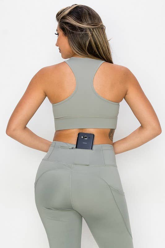 Deep V-Neck Mesh Activewear Sports Bra