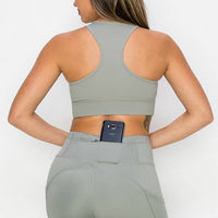 Deep V-Neck Mesh Activewear Sports Bra