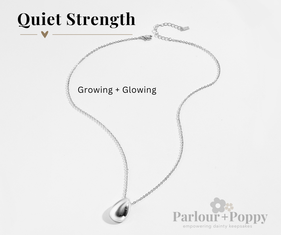 Quiet Strength "Growing and Glowing" Bean Necklace in Silver and Gold
