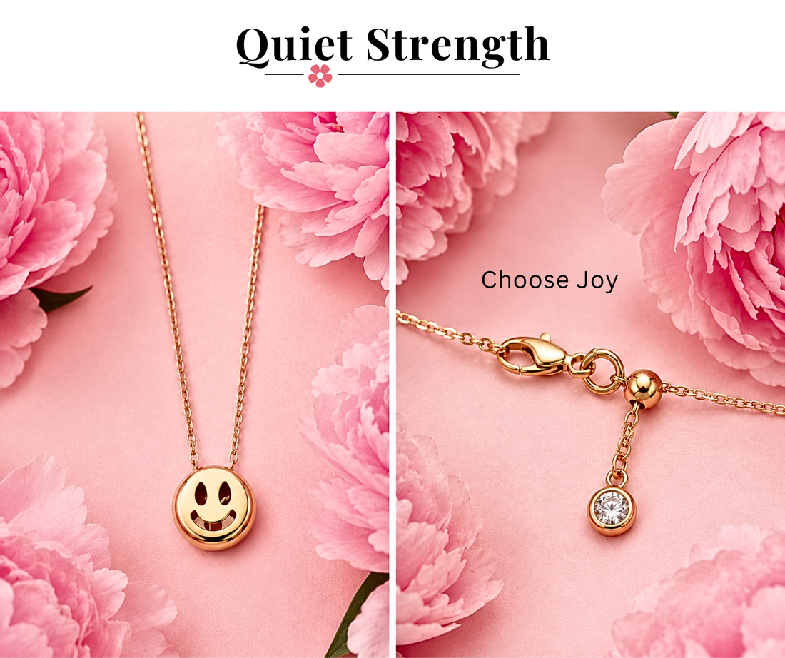 Choose Joy Reversible Smiley Face Necklace in Gold