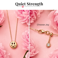 Choose Joy Reversible Smiley Face Necklace in Gold