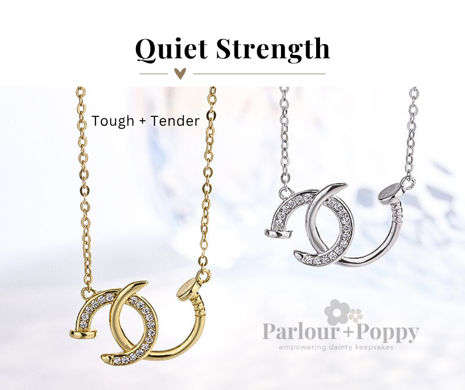 Quiet Strength "Tough and Tender" Interlocking Nail Necklace