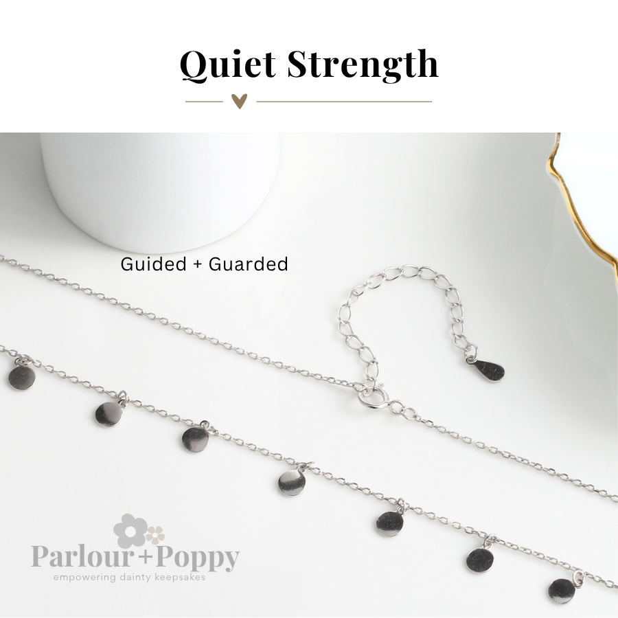 Quiet Strength Guarded and Guided Dainty Medallion Necklace in Silver and Gold