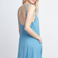 Twist Strap Low Back Dress with Pockets