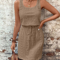 Sleeveless Lace Drawstring Dress