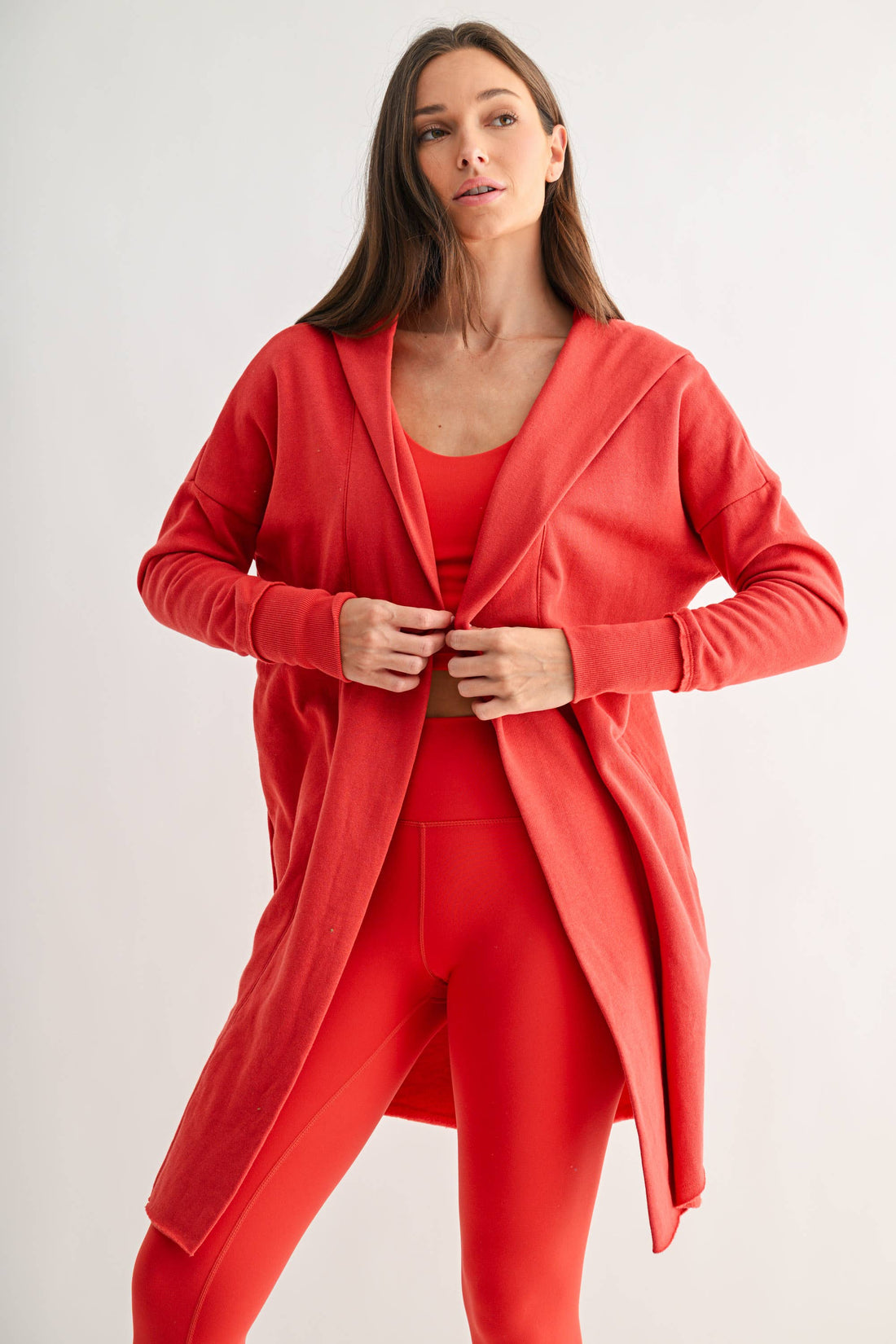 Open Front Longline Hoodie Cardigan