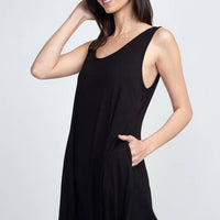 Twist Strap Low Back Dress with Pockets