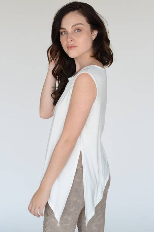 Asymmetrical Hem Knit Athleisure Top