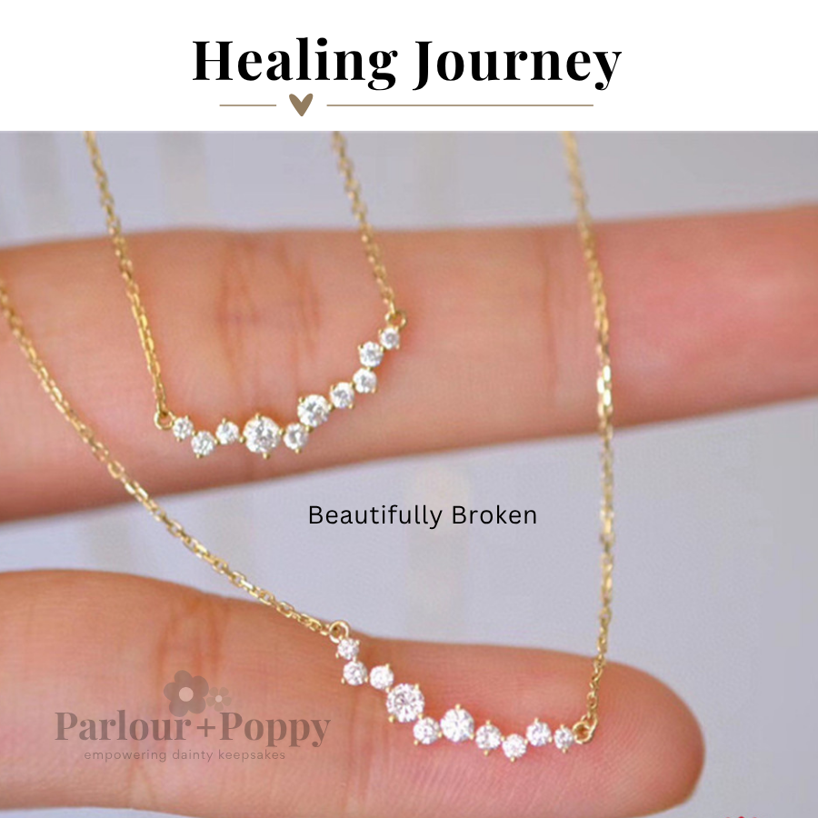 Healing Journey: Beautifully Broken Necklace CZ Sparkle Necklace