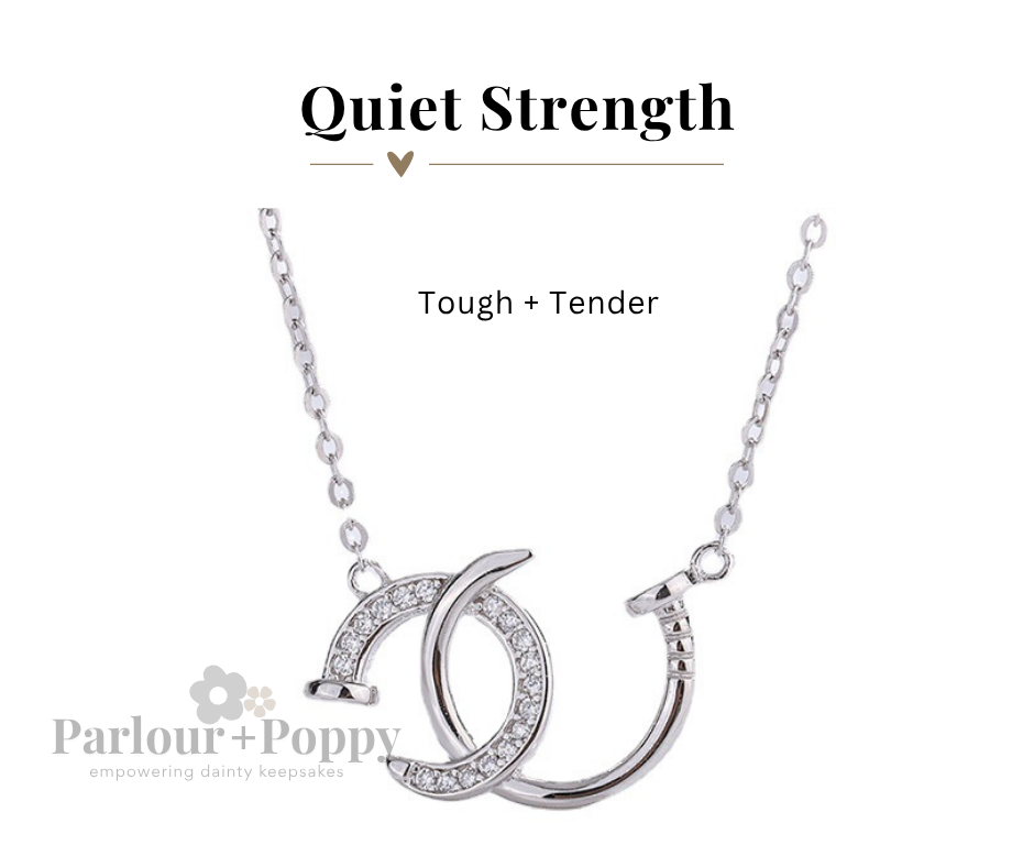 Quiet Strength "Tough and Tender" Interlocking Nail Necklace