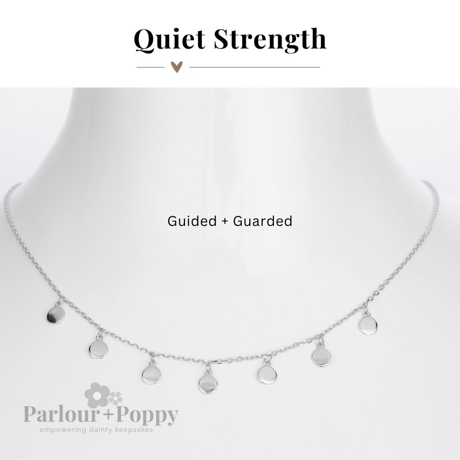 Quiet Strength Guarded and Guided Dainty Medallion Necklace in Silver and Gold