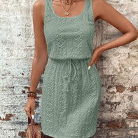 Sleeveless Lace Drawstring Dress