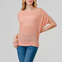 Off-Shoulder Knitted Short Sleeve Dolman